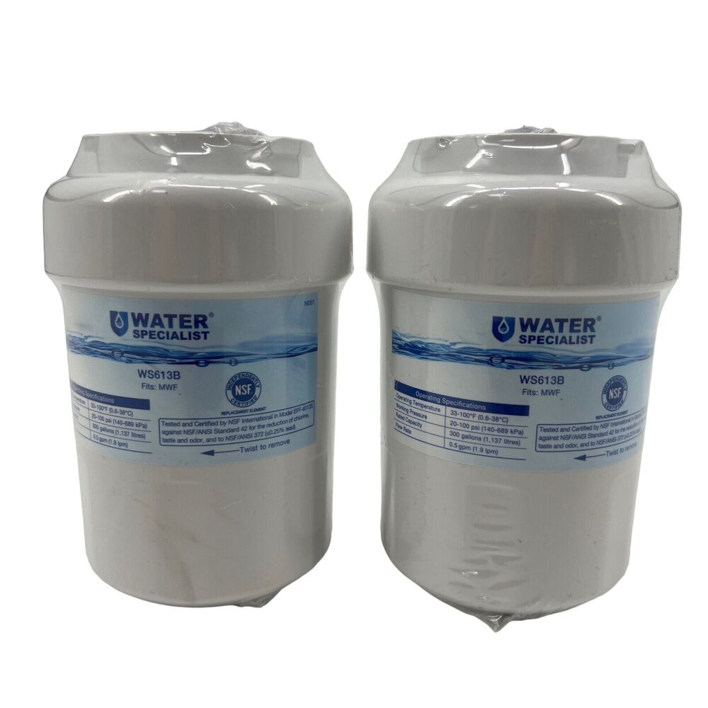 Lot 2- Waterspecialist MWF Refrigerator Water Filter WS613B Replacement GE Smart